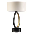 Modern Table Lamp With White Lampshade And Black Gold Oval Ring Stand