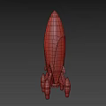 Red And Silver Futuristic Spaceship Model With Sleek Design And Thrusters 3d model