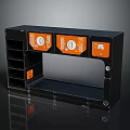 Medical Storage Cabinet With Orange Control Panels Black Frame And Drawers