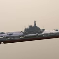 Aircraft Carrier with Number 16 Blue Deck and Fighter Jets Military Vessel Design 3d model