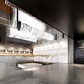 Modern Cultural Center Interior Design With Hanging Chandeliers Exhibition Walls And Seating Areas