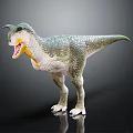 Realistic Dinosaur Model With Green Scaly Skin Open Mouth And Yellow Underbelly