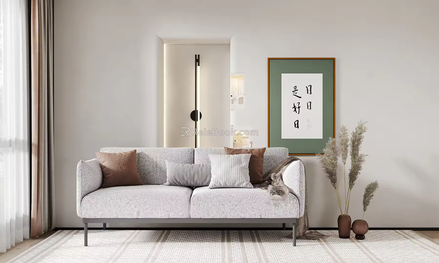 Modern double sofa multiplayer sofa 3d model