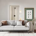 Modern double sofa multiplayer sofa 3d model