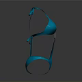 Blue Bikini Swimsuit With Triangle Top Adjustable Straps And Smooth Fabric