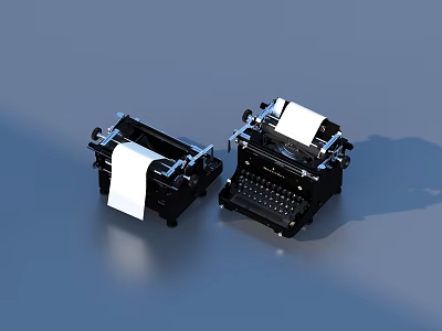Office Appliances Vintage Typewriters With Paper Rolls For Office Use And Classic Design 3d model