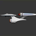 U.S.S. Enterprise Cosmic Spaceship Model With Disc Shaped Design Blue Engines And Red Thrusters