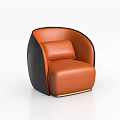 Comfortable Modern Single Sofa With Orange Leather Black Accent And Gold Base 3d model