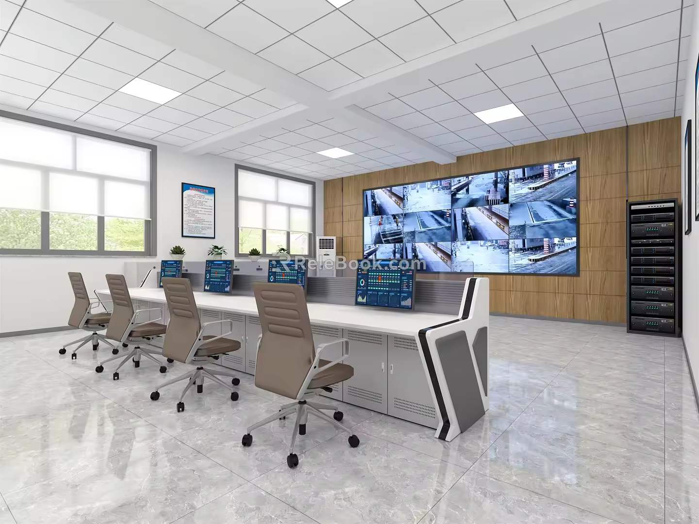 Command Control Room of Modern Monitoring Room 3d model