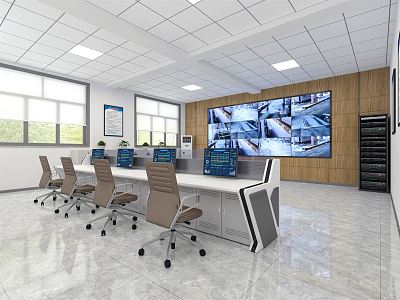 Command Control Room of Modern Monitoring Room 3d model