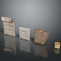 Stylish Woven Fabric Accessories Including Handbags Wallets With Geometric Patterns And Natural Fibers
