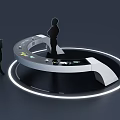 Interactive Circular Display Stand With Illuminated Ring Design And Two People 3d model