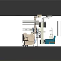 Hospital Room Interior Design With Medical Bed Equipment And Blue Furniture Setup