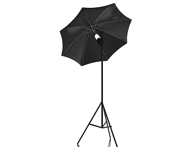 Black Modern Floor Lamp With Umbrella Shaped Shade And Tripod Stand Design 3d model