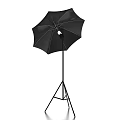 Black Modern Floor Lamp With Umbrella Shaped Shade And Tripod Stand Design