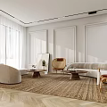 Modern Dining Living Room Interior With Light Sofa Wooden Coffee Tables And Green Plants