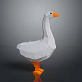 Low Poly Goose Sculpture with White Body Orange Beak and Feet Artistic Decorative Piece