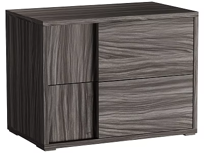 Modern Wooden Bedside Table With Dark Wood Grain And Two Drawers Storage Design 3d model