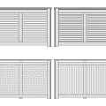 Modern Decorative Storage Cabinets With Louvered Perforated And Vertical Slat Designs 3d model