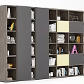 Modern Bookcase Design With Multiple Compartments Books Decorations And Photo Frames 3d model