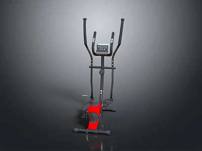 Elliptical Machine for Home Daily Fitness with Digital Display Black Frame and Red Pedals 3d model
