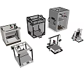 Various Office 3D Printers With Transparent Casing And Different Designs For Workspace 3d model