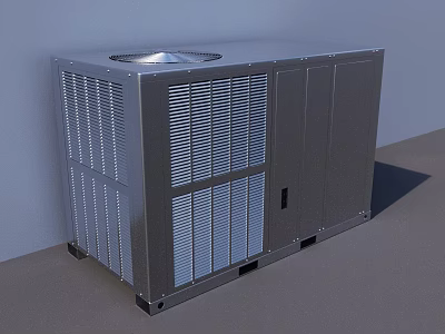 Industrial Metal HVAC Unit With Grille Structure And Top Ventilation Component 3d model