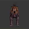 Ferocious Mythical Beast With Spiky Purple And Orange Fur And Long Fangs