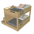 Wooden Bunk Bed with Ladder Stairs Storage Drawers Upper Window and Lower Bed Pillows
