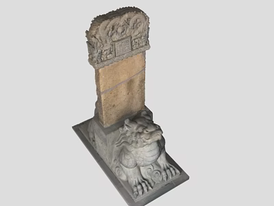 Traditional Stone Sculpture With Carved Beast Head Base And Decorative Top 3d model
