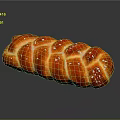 Delicious Braided Bread Loaf With Glazed Red Brown Surface And Sugar Topping