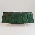 Green Modern TV Stand With Unique Geometric Paneling And Metal Legs