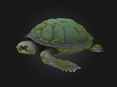 Green Sea Turtle Aquatic Animal With Moss Covered Shell And Natural Marine Features 3d model
