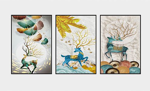 Modern Animal Painting Decorative Painting 3d model