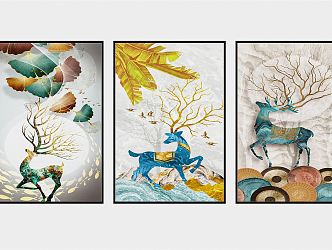 Modern Animal Painting Decorative Painting 3d model