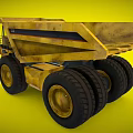 Large Yellow Dump Truck With Big Tires Cab And Ladder Structure