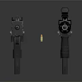 Modern Submachine Guns With Tactical Scope And Suppressor On Gray Background