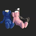 Cute Soft Plush Stuffed Toys With Big Eyes In Blue Pink Black Colors