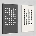 Modern Abstract Wall Decor with 3D White Cubes Black Dots on Black Light Gray Background 3d model