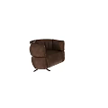 Brown Leather Single Seater Sofa With Pleated Back And Rounded Arms 3d model