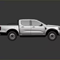 Silver Modern Double Cab Pickup Truck With Black Bed Cover Sleek Exterior Design