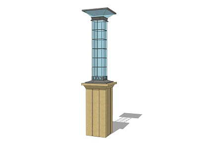 Classic Outdoor Light Fixture With Glass Shade And Stone Pillar For Exterior Lighting 3d model
