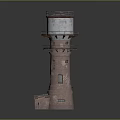 Red Brick Lighthouse Tower With Light Room At Top Multiple Levels Railings And Windows 3d model
