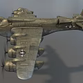 Vintage Military Fighter Aircraft With Multi Propellers Wings And Star Insignia