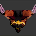 Ornate Fox Mask With Golden Decorations Red Pink Ears And White Fur Elegant Costume Accessory