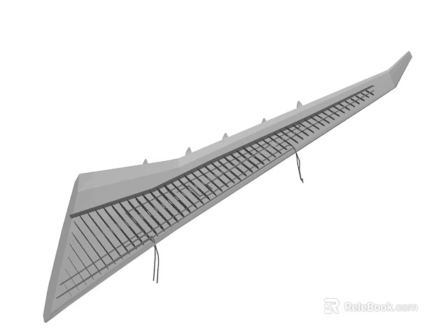 Elongated Metal Grid Panel With Modern Architectural Design Details 3d model