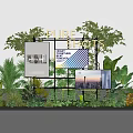 Diverse Plant Combination Featuring Palm Leaves Greenery And Metal Frame