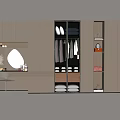 Modern White Wardrobe Design With Glass Door And Dressing Table Storage Space 3d model