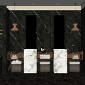 Luxury Bathroom Interior With Double Vanity Marble Countertops And Pendant Lights