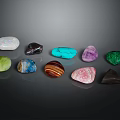 Polished Colorful Gemstones With Various Colors Shiny Surfaces On